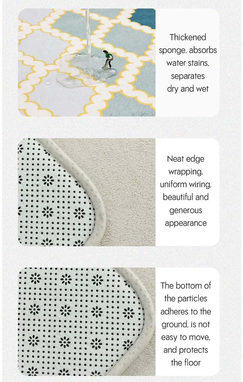 Three-Piece Bathroom Mat Set Non-Slip Microfiber Absorbent Floor Rugs Soft and Comfortable