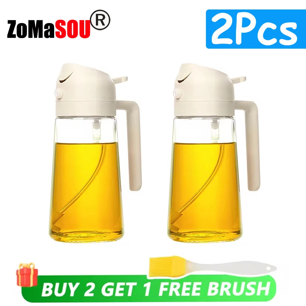 2-in-1 Oil Sprayer & Pourer – Refillable Kitchen Oil Dispenser Bottle