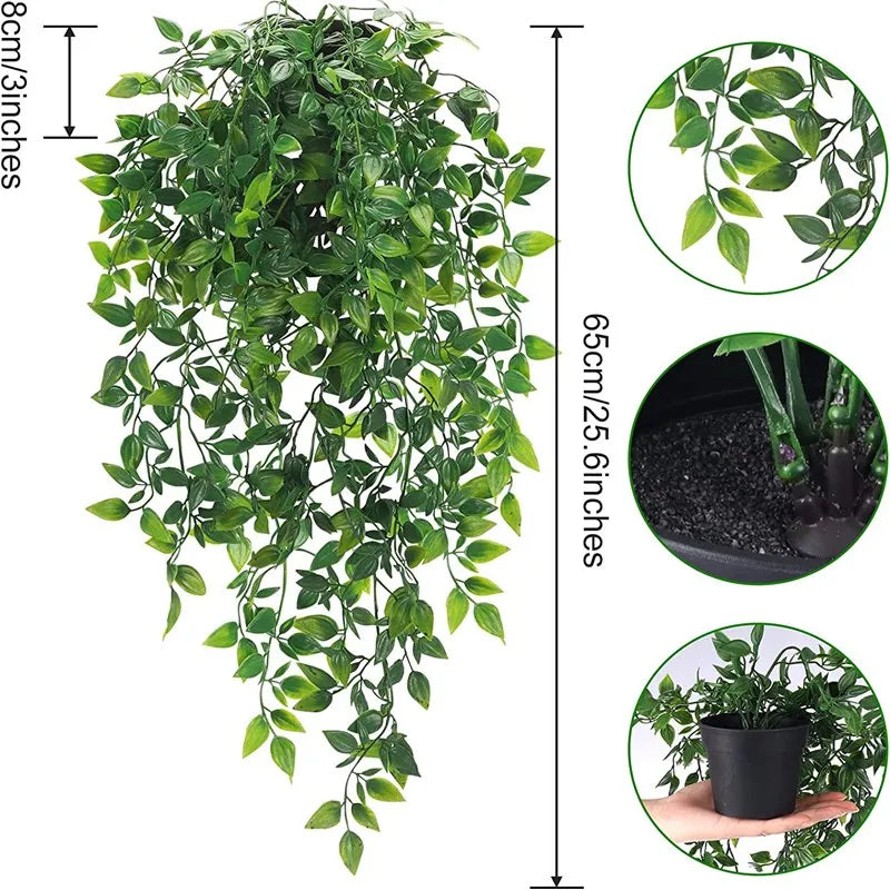 Artificial Ivy Plant with Plastic Leaf Pots – 65cm