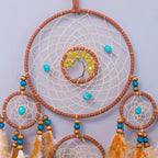 Auspicious Five Rings Dream Catcher Feather Wall Hanging Decor