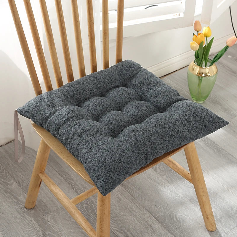 Plaid Knit Seat Cushion Cotton Filling Handmade Removable Washable