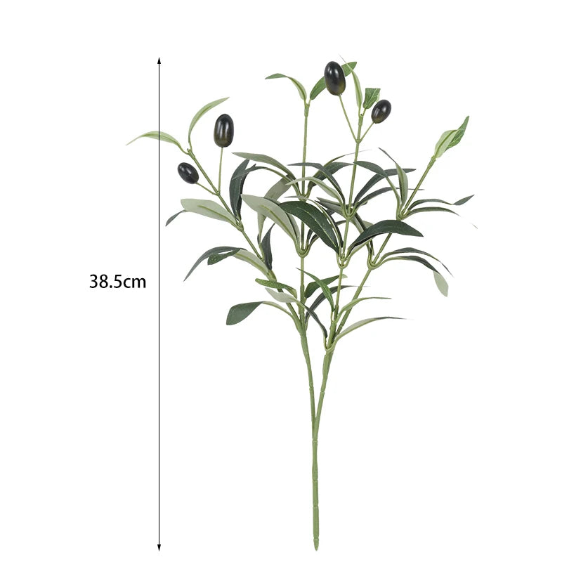 Artificial Olive Leaves Branch with Fruit Decor