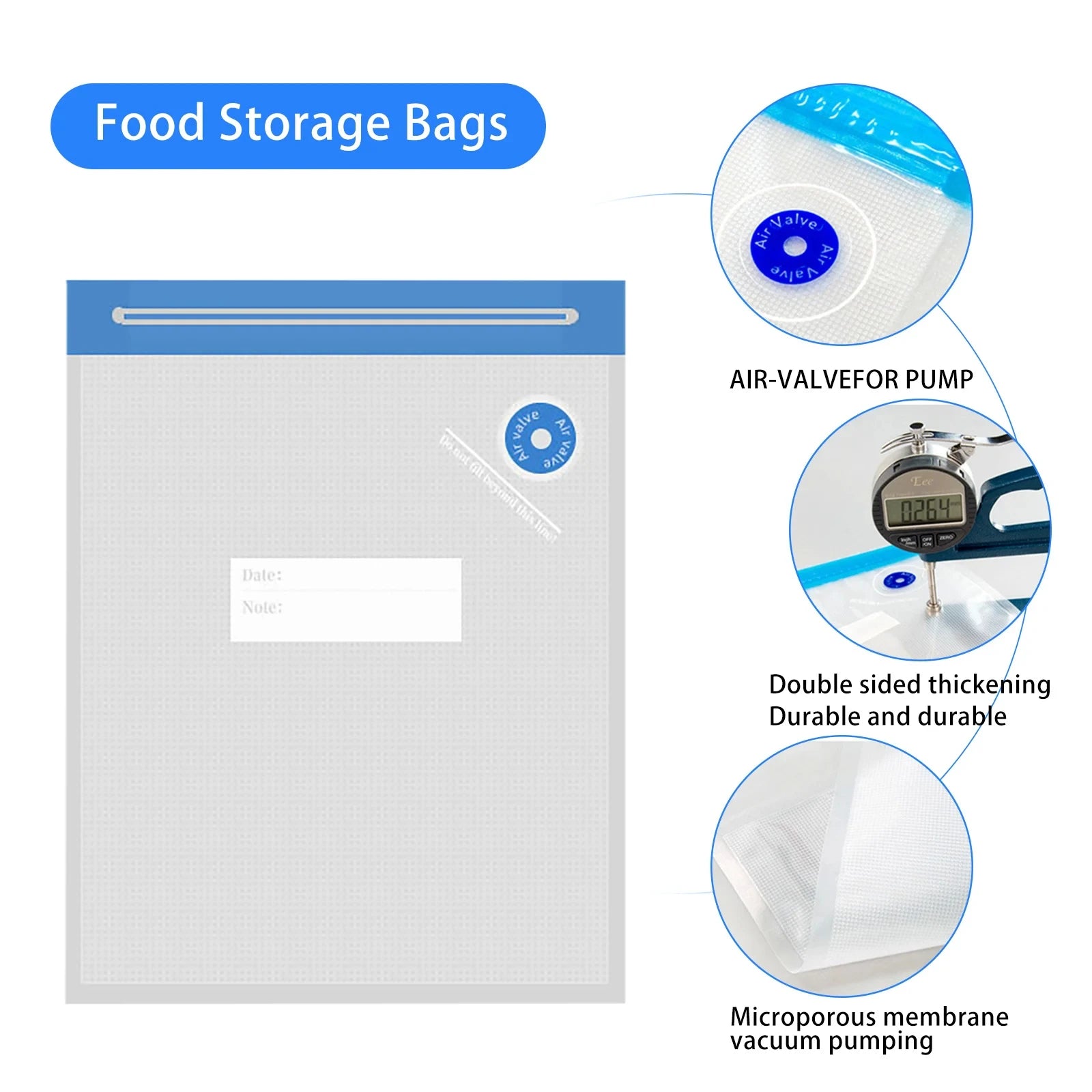 Vacuum Sealer Bags – PA+PE Food Compression Storage Bags for Freezer, Meat, Seafood, Fruits & Vegetables, Sous Vide, Fresh-Keeping Saver