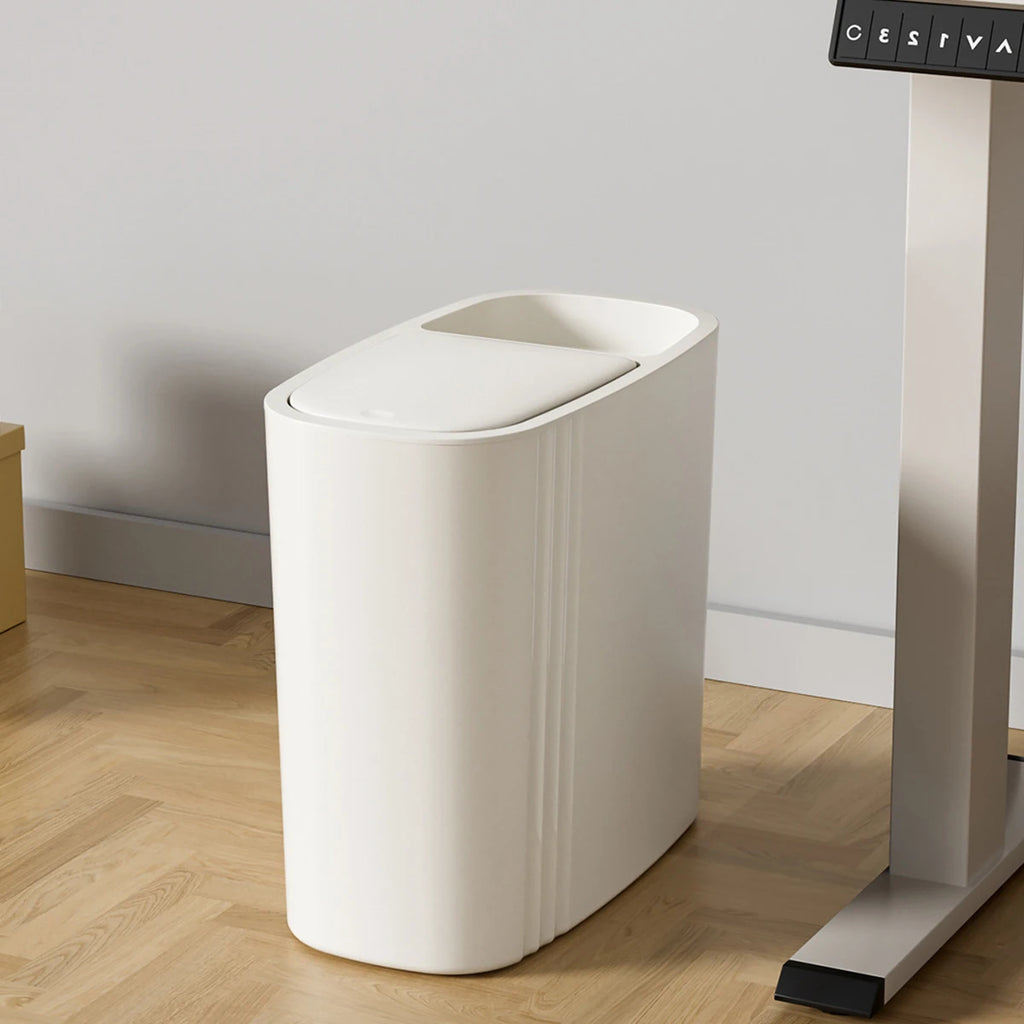 Large Capacity Bathroom Trash Can with Lid – Odor-Sealing Plastic Waste Bin for Bathroom