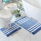 2-Piece Striped Microfiber Bathroom Carpet Set – Non-Slip, Quick-Dry, Machine Washable with TPR Backing