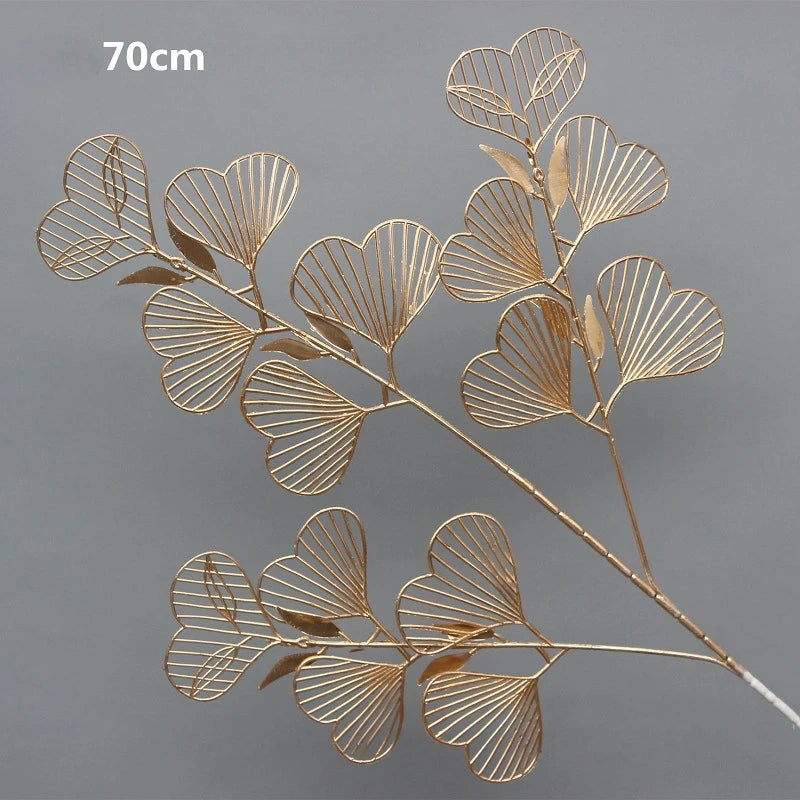 95cm Gold Artificial Eucalyptus & Ginkgo Leaf Plant Decor