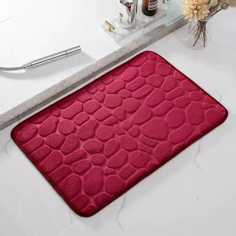 3D Bathroom Mat Non-Slip Pebble Embossed Absorbent Rug