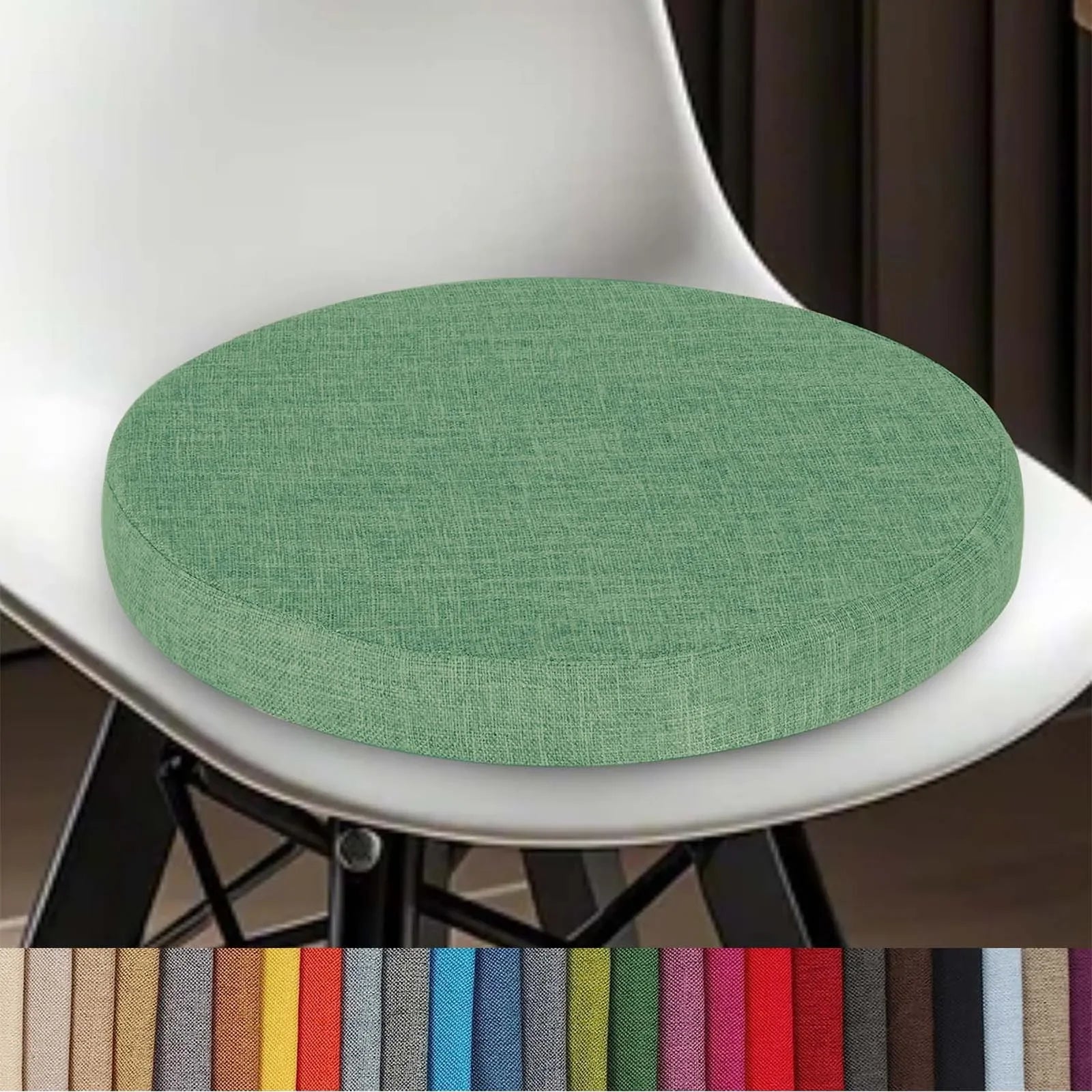 Round Linen Seat Cushion – Breathable PU Foam Pad for Dining & Bar Chairs