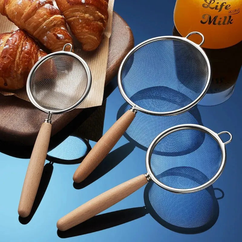 304 Stainless Steel Mesh Filter Spoon with Wooden Handle
