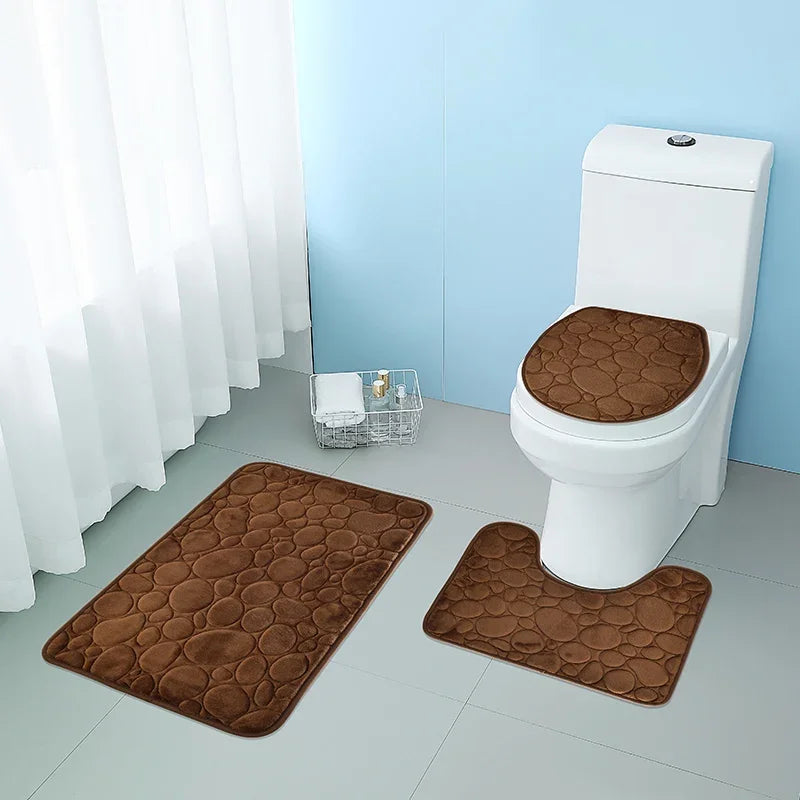 3-Piece Microfiber Bathroom Mat Set Non-Slip Absorbent Floor Rugs Soft and Comfortable