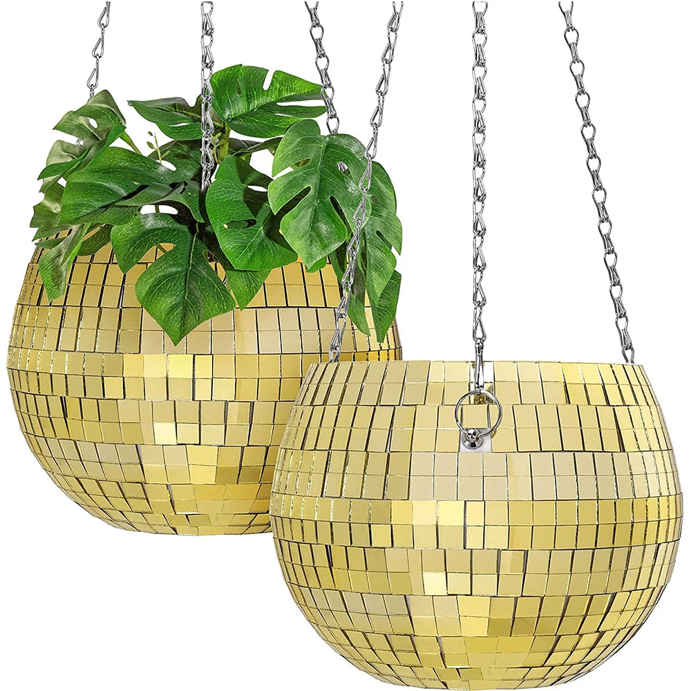 Disco Ball Self-Watering Hanging Planter Pot