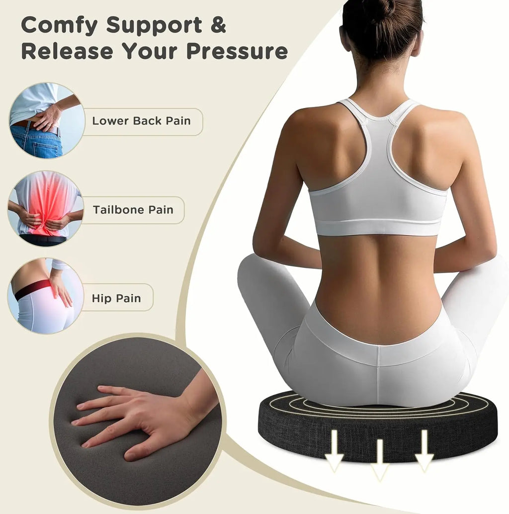 Round Linen Seat Cushion – Breathable PU Foam Pad for Dining & Bar Chairs