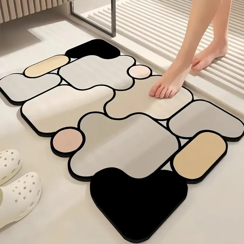 Special-Shaped Diatom Mud Bathroom Mat Non-Slip Absorbent Floor Rug Toilet & Bathtub