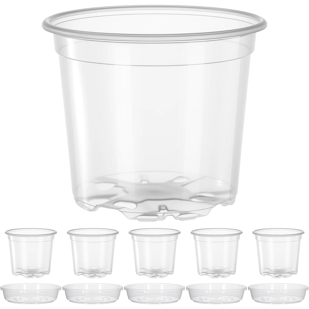 5PCS Transparent Hydroponic Plant Pots with Saucers