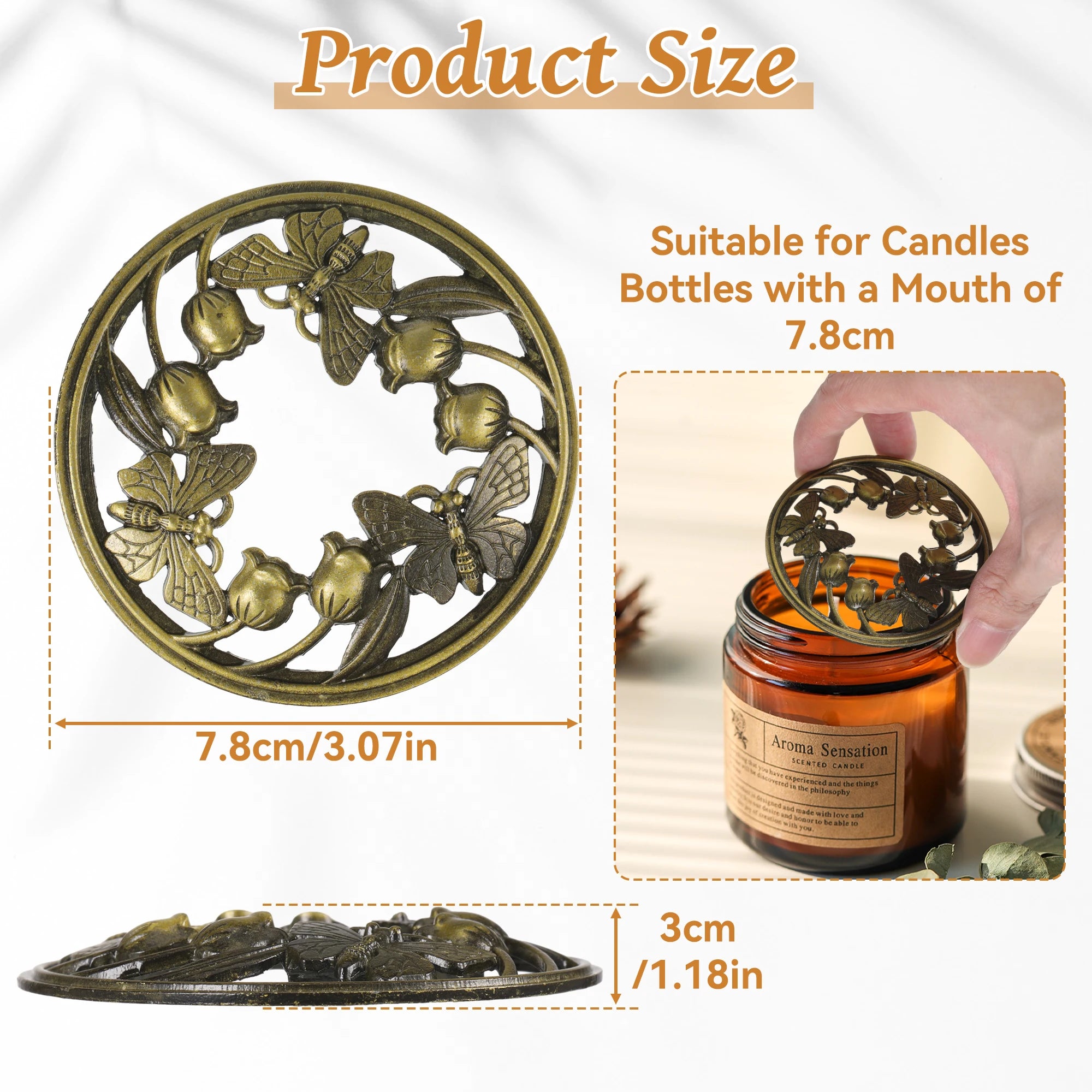 Butterfly Candle Topper Alloy Decorative Lid for Scented Candles