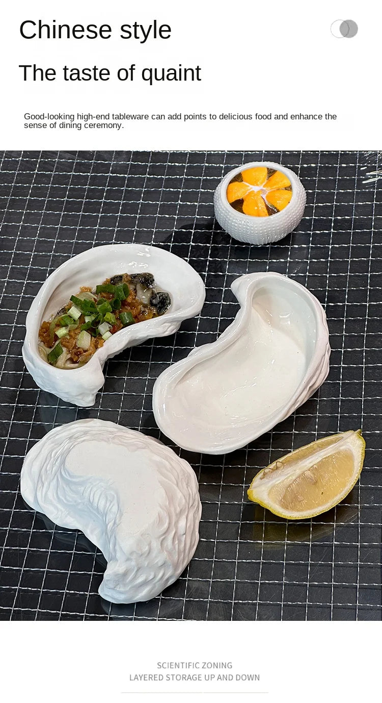ZIZI FISH Round Ceramic Plate – Durable Solid Tableware for Home & Kitchen