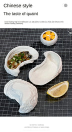 ZIZI FISH Round Ceramic Plate – Durable Solid Tableware for Home & Kitchen