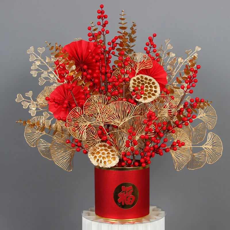 67–84cm Golden Artificial Leaf Branch Wedding & Home Decor