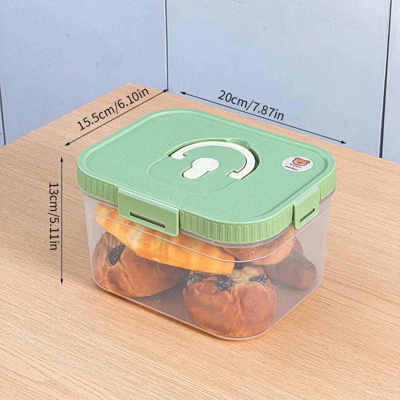 WORTHBUY Food Grade Airtight Bread Box with Handle – Transparent Plastic
