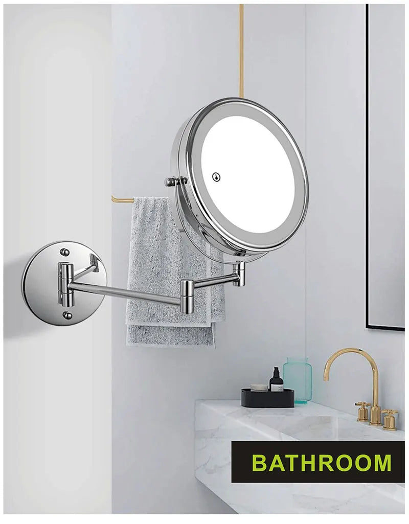 8 Inch Wall Mounted Makeup Mirror with USB Charging and 10X Magnification