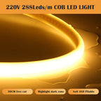 COB LED Strip Light 288 LEDs/M 220V AC IP67 Waterproof Warm/Natural/White