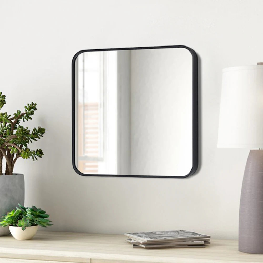 Modern Square Wall Mirror with Aluminum Alloy Frame Bathroom Decoration