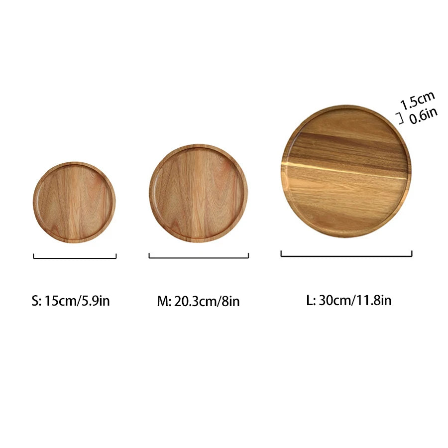 Round Wooden Tray – Eco-Friendly Natural Wood Serving Plate for Kitchen