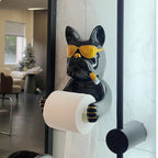 French Bulldog Toilet Paper Holder Wall-Mounted Resin Bathroom Roll Rack