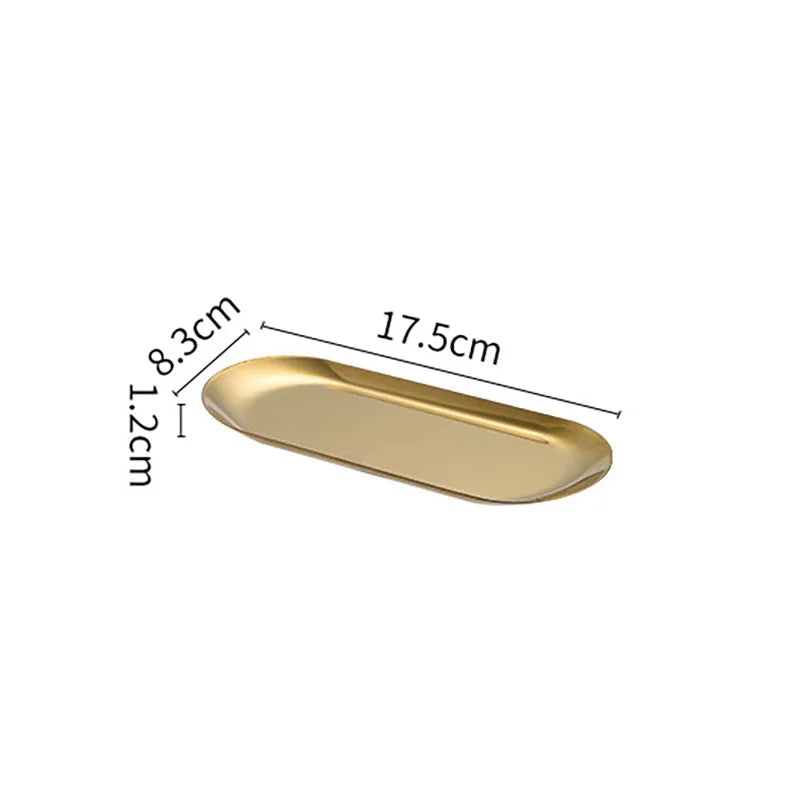 Oval Stainless Steel Dining & Dessert Plate – Gold & Silver Snack Tray