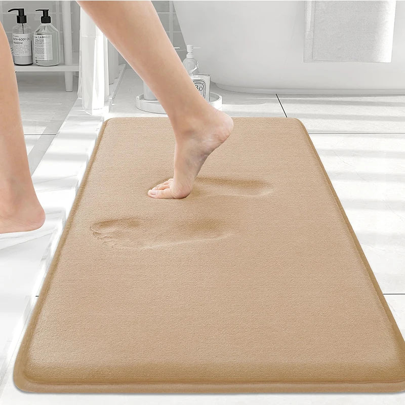 Homaxy Memory Foam Solid Color Bathroom Mat Floor Mat Indoor Non Slip Door Mat Dirt Trap Absorbs Water Comfortable Bathroom Mat