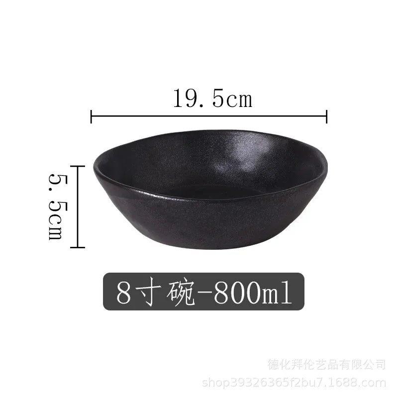 Japanese Irregular Ceramic Plate – Solid Color Dinnerware for Home Use