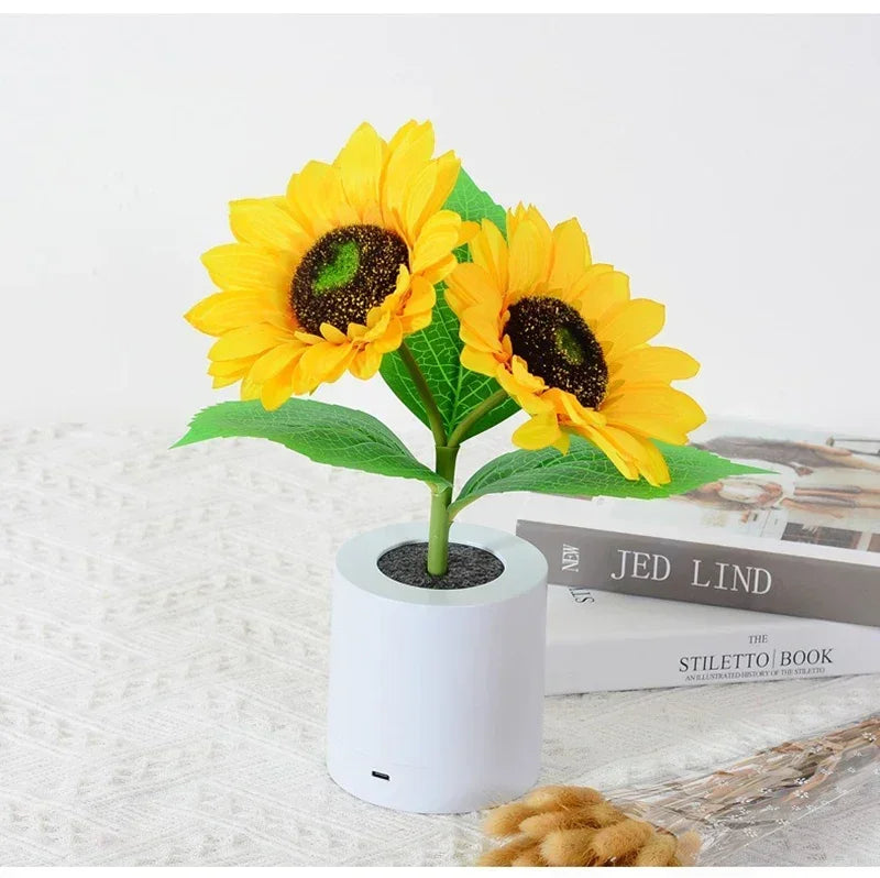 Sunflower LED Night Light – USB Warm Floral Bedside Lamp