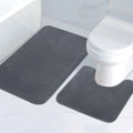 2-Piece Striped Bathroom Mat Set Non-Slip Absorbent Microfiber Floor Rugs Machine Washable
