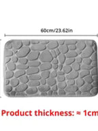 Memory Foam Embossed Velvet Bathroom & Living Room Mat – Non-Slip Cobblestone Floor Carpet