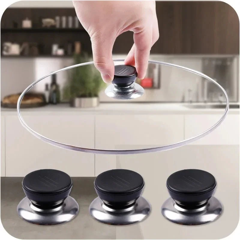 Universal Pot Lid Handle Knobs – Black & Silver, 5.5×3 cm