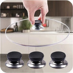 Universal Pot Lid Handle Knobs – Black & Silver, 5.5×3 cm