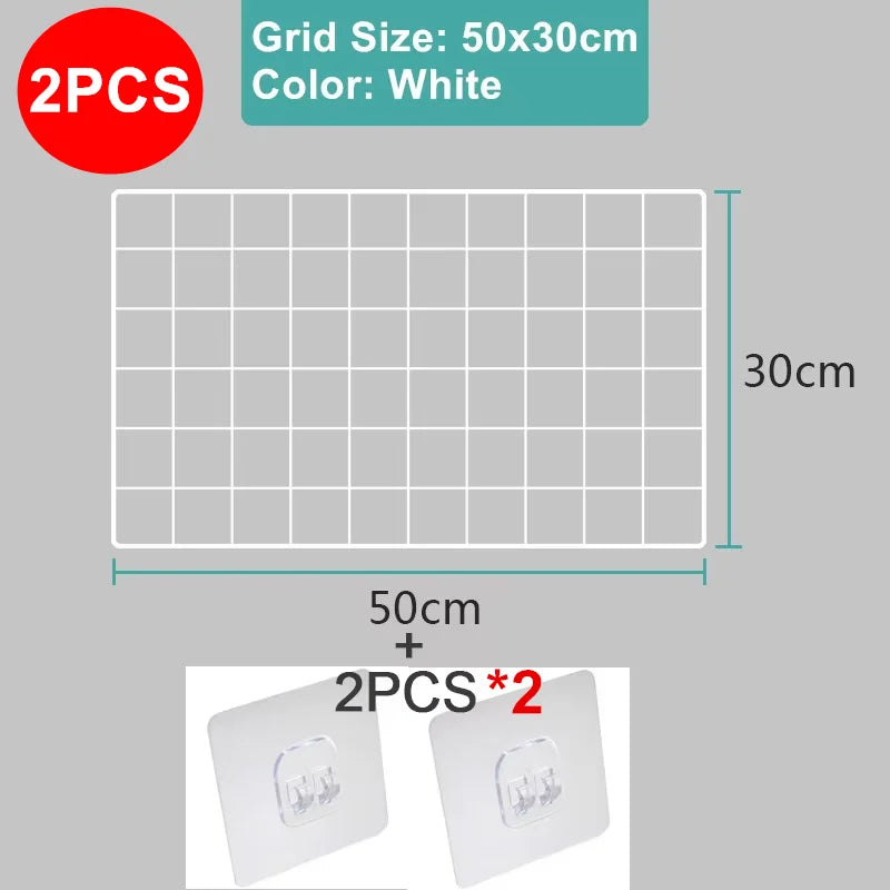 Metal Wall-Mounted Grid Shelf Organizer DIY Photo & Storage Rack