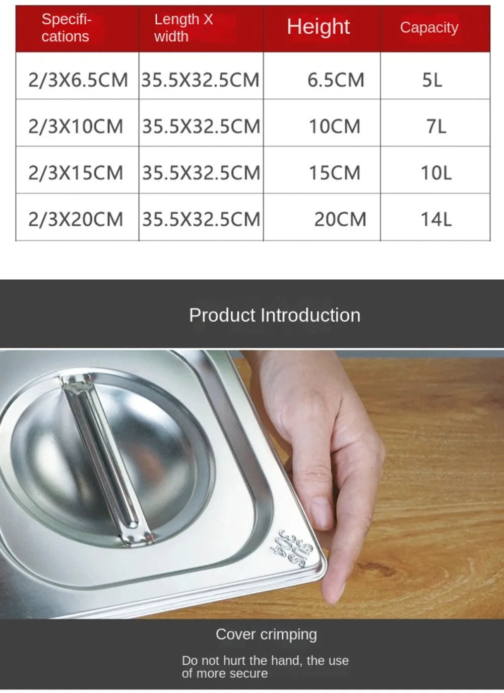 304 Stainless Steel Food Storage Pan – Durable Buffet & Kitchen Use