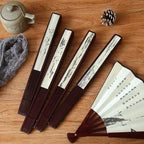 Silk & Bamboo Folding Fan Retro Decorative Handheld Fan 27x48cm