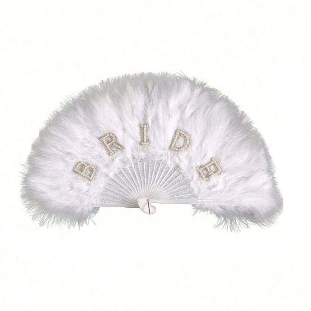 Elegant Bridal Feather Fan Wedding Party Accessory Decorative Fan