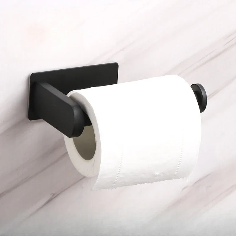 Stainless Steel Toilet Paper Holder Wall-Mounted Adhesive Roll Paper Rack for Bathroom