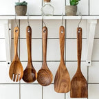 Natural Teak Wooden Kitchen Spoon & Spatula Set – Complete Cooking Tools