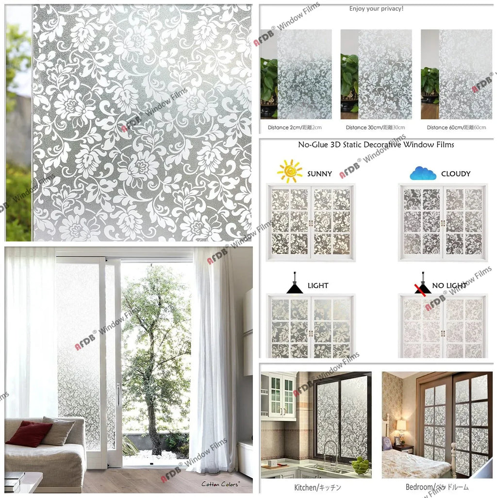 3D Matte Privacy Window Film Frosted Static Cling Glass Cover