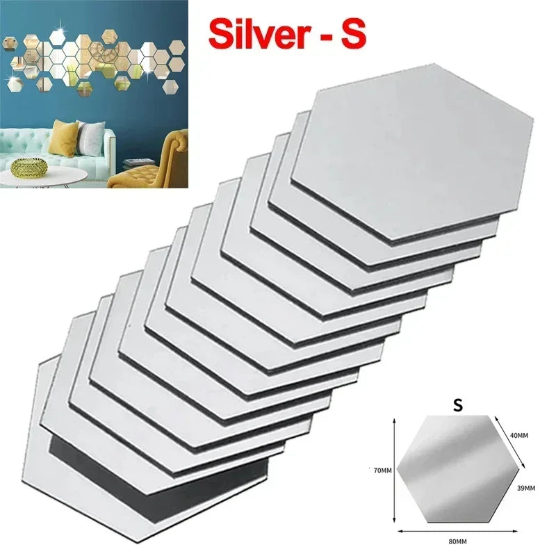Elegant Hexagon Acrylic Mirror Wall Stickers for Stylish Home Decor