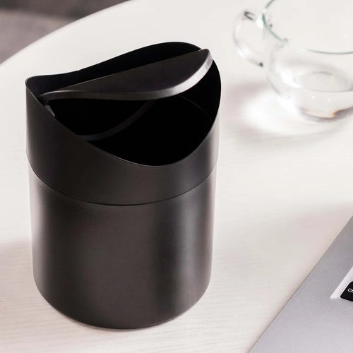 1.3L Mini Desktop Trash Can with Swing Lid, Small Garbage Waste Bin Organizer for Bathroom