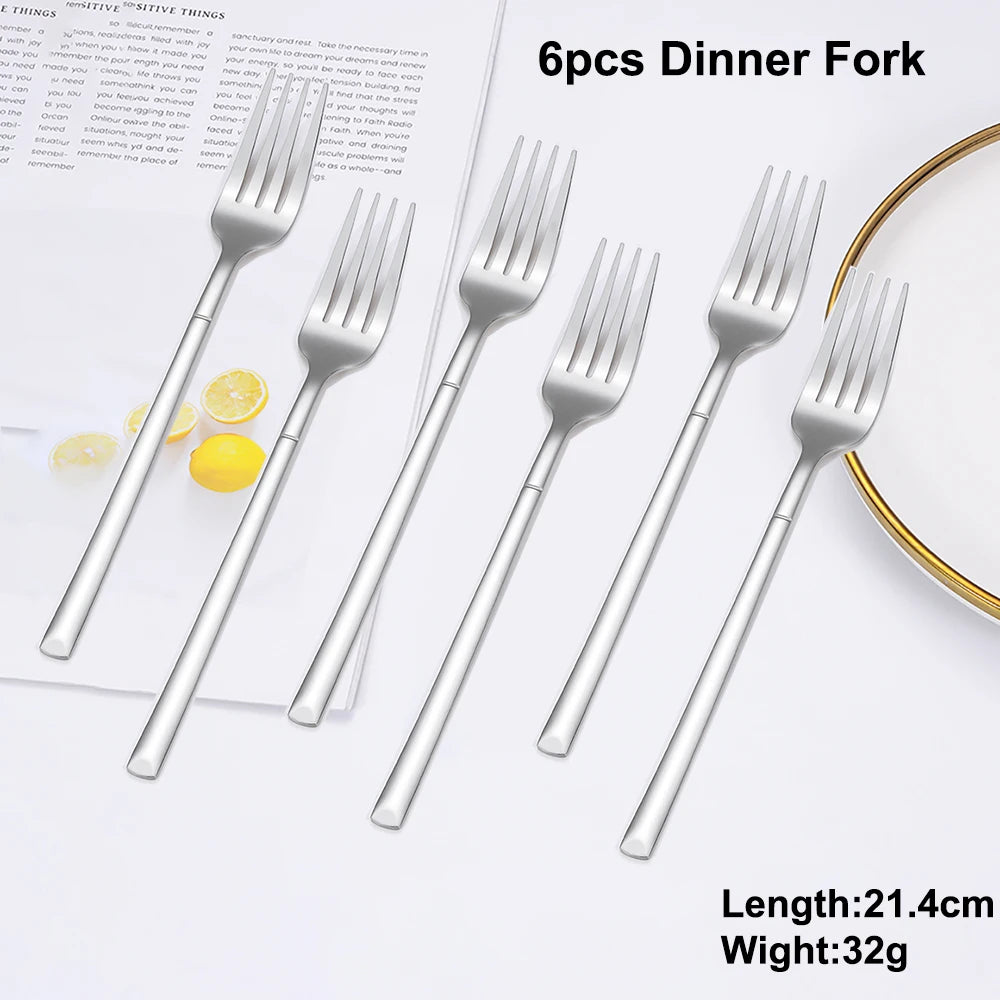 4/6 Piece Stainless Steel Flatware Set – Elegant Silver Dinner Cutlery