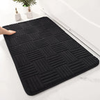 Thickened Striped Bathroom Floor Mat Non-Slip Absorbent Cotton Velvet Rug Solid Color