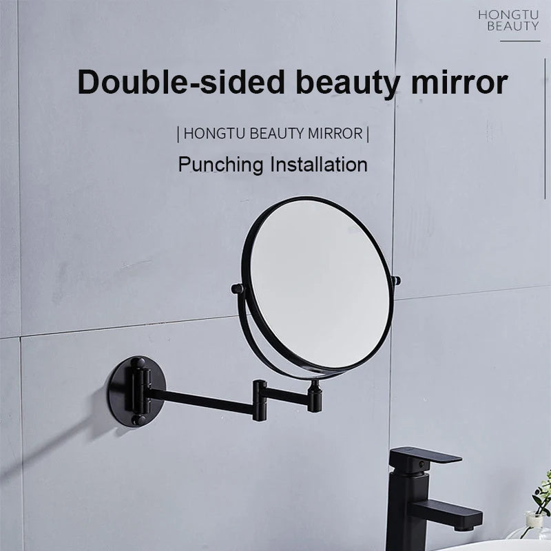 360° Rotating Double-Sided Wall Mirror with 3X Magnification and Flexibility