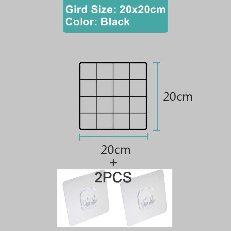 Metal Wall-Mounted Grid Shelf Organizer DIY Photo & Storage Rack