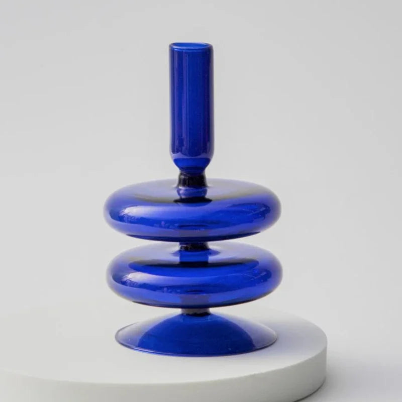 Handmade Nordic Glass Candlestick – Retro Candle Holder & Vase